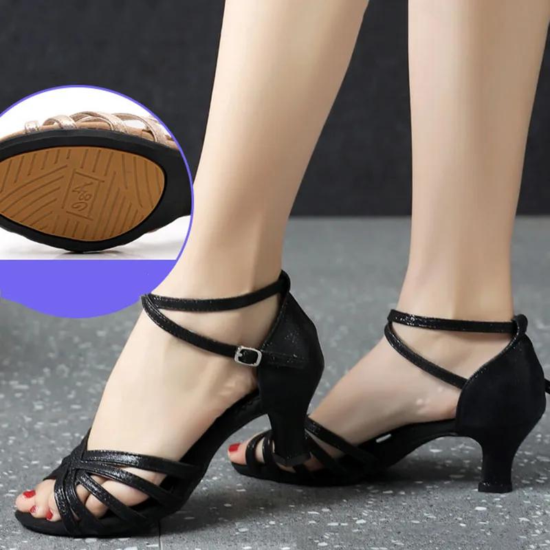 Latin Dance Shoes Women Square Dance Social Soft Sole Waltz Lightweight Shockproof Synthetic Leather Shoes Adults