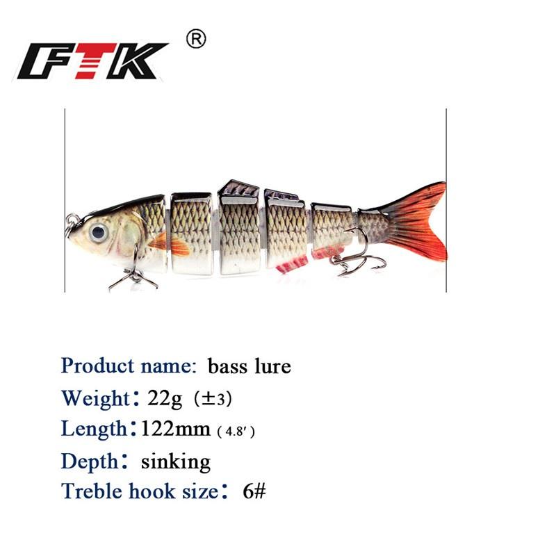 FTK 1KS 6 sekcí Rybařská nástraha s tvrdým potápěním Hmotnost 22 g Délka 122 mm