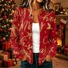Damen Casual Christmas Print Langarm Knopfleiste Strick Cardigan Pullover Mantel für Feiertagskleidung