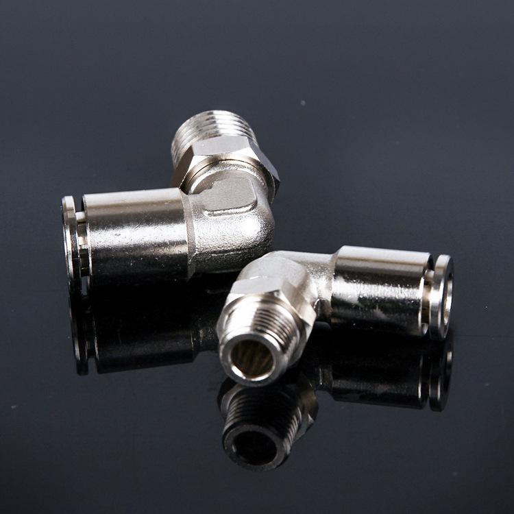 All-Copper Nickel-Plated Quick Connect Right Angle Elbow Male Thread Pneumatic Connector 4-01/02 High Temp Pressure Resistant