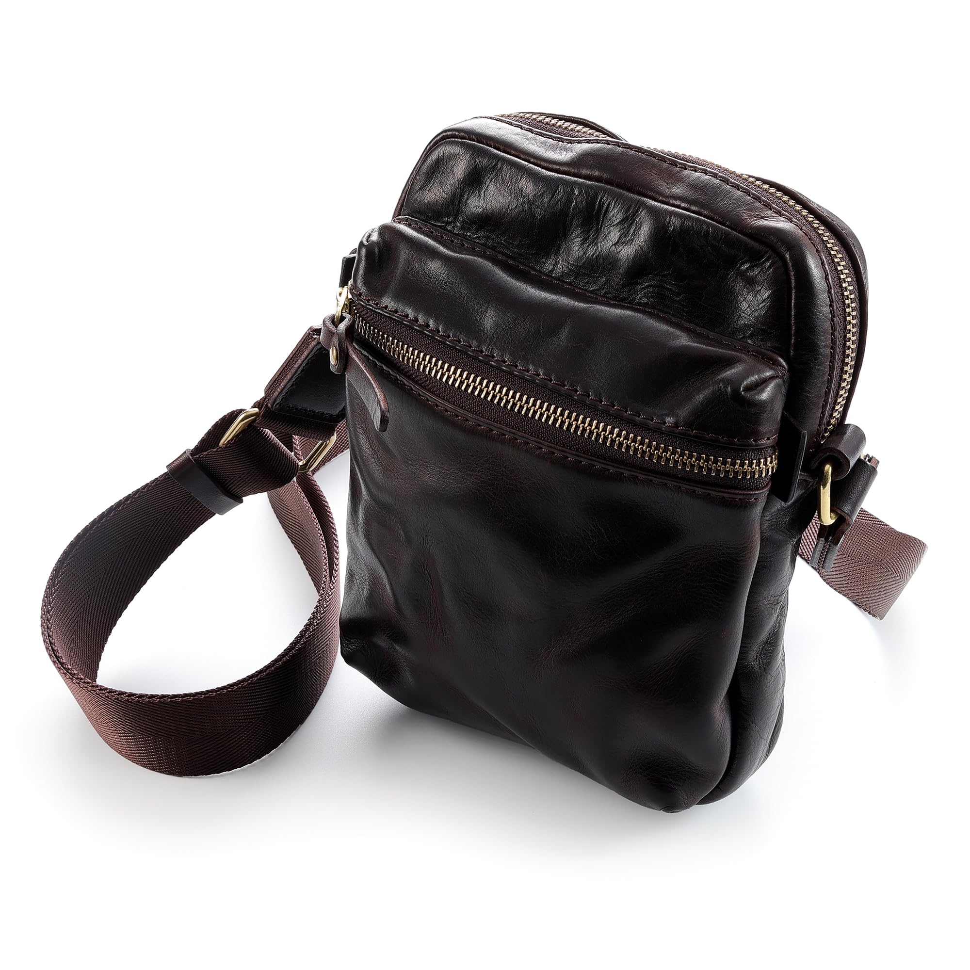 

[IJUN] Винтажная Мини-сумка на плечо - Ручная работа, Сумка через плечо из растительно-дубленой кожи, Размер XS