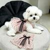 Polka-Dot Dog Dress Japanese-Style Pet Clothes Cats Summer Spaghetti-Strap Sling Yorkshire Terrier Skirt  with Large Bow