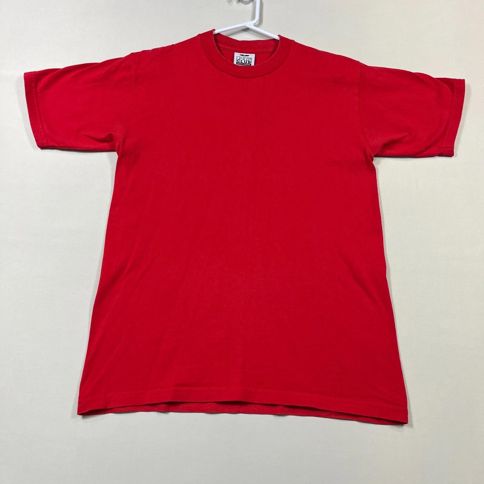 

Pro Club Heavy Weight Blank Red Cotton Crew Neck Tee T Shirt Mens Medium M Slim 2XL