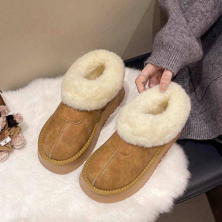 Waterproof and Non-slip Thick-soled Heightening Snow Boots Women's 2025 New Winter Piled Thickened Bread Cotton Shoes Mao Mao Shoes