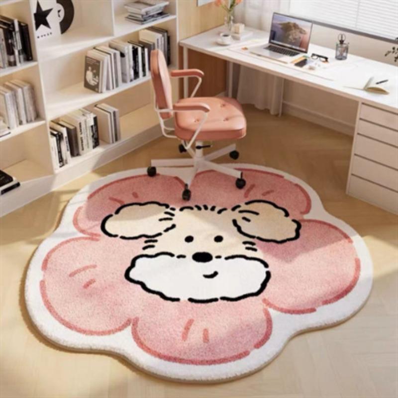 Bedroom Carpet Plush Cartoon Decoration Girl Room Bed Blanket Cloakroom Living Room Thick Imitation Cashmere Round Mat