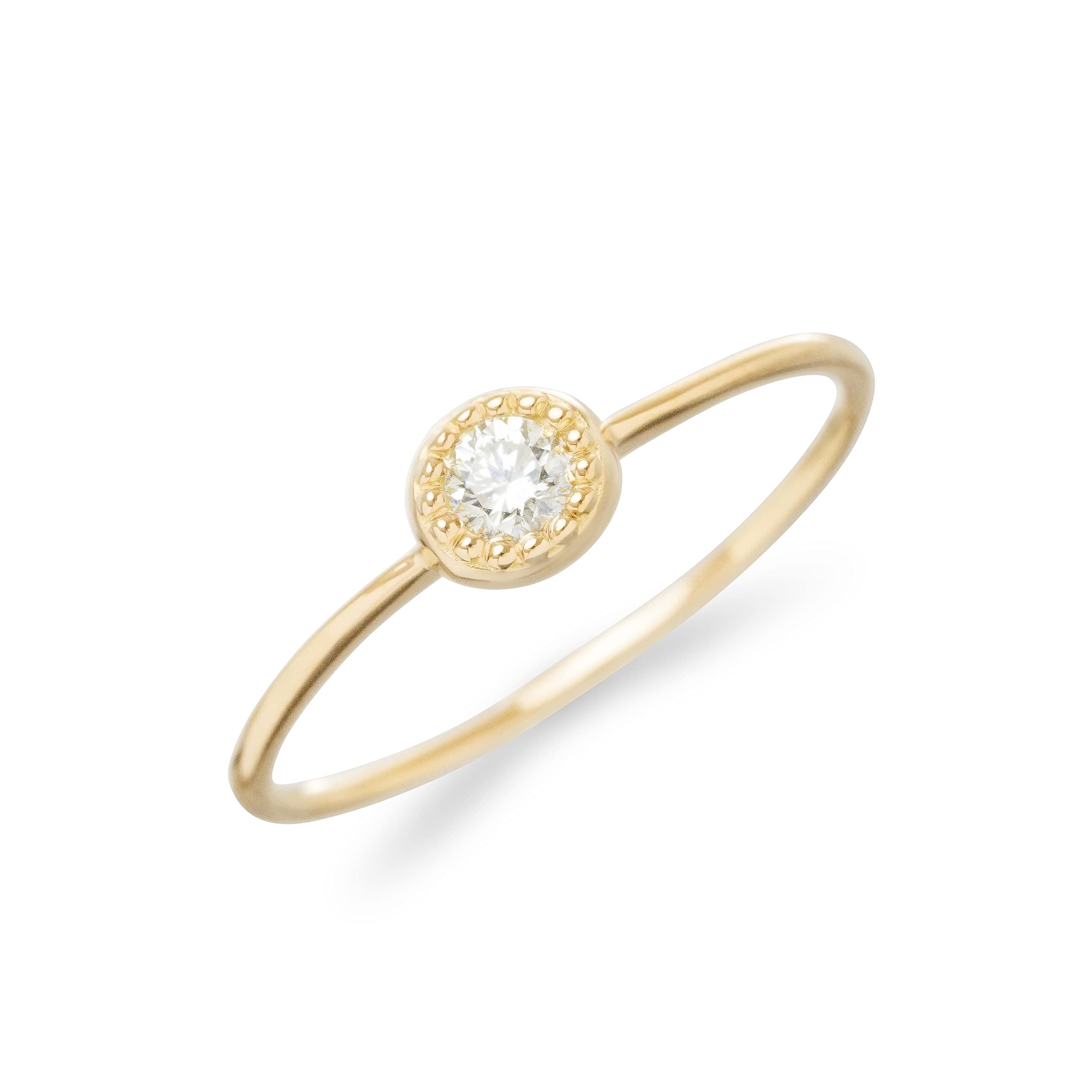

LEGAN Diamond Yellow Size 9 1 Simple K18YG Made in Japan Ring, Milgrain, Gold, [0.1ct / Stone] Ring, Anniversary, Birthday, Women s, Slim,