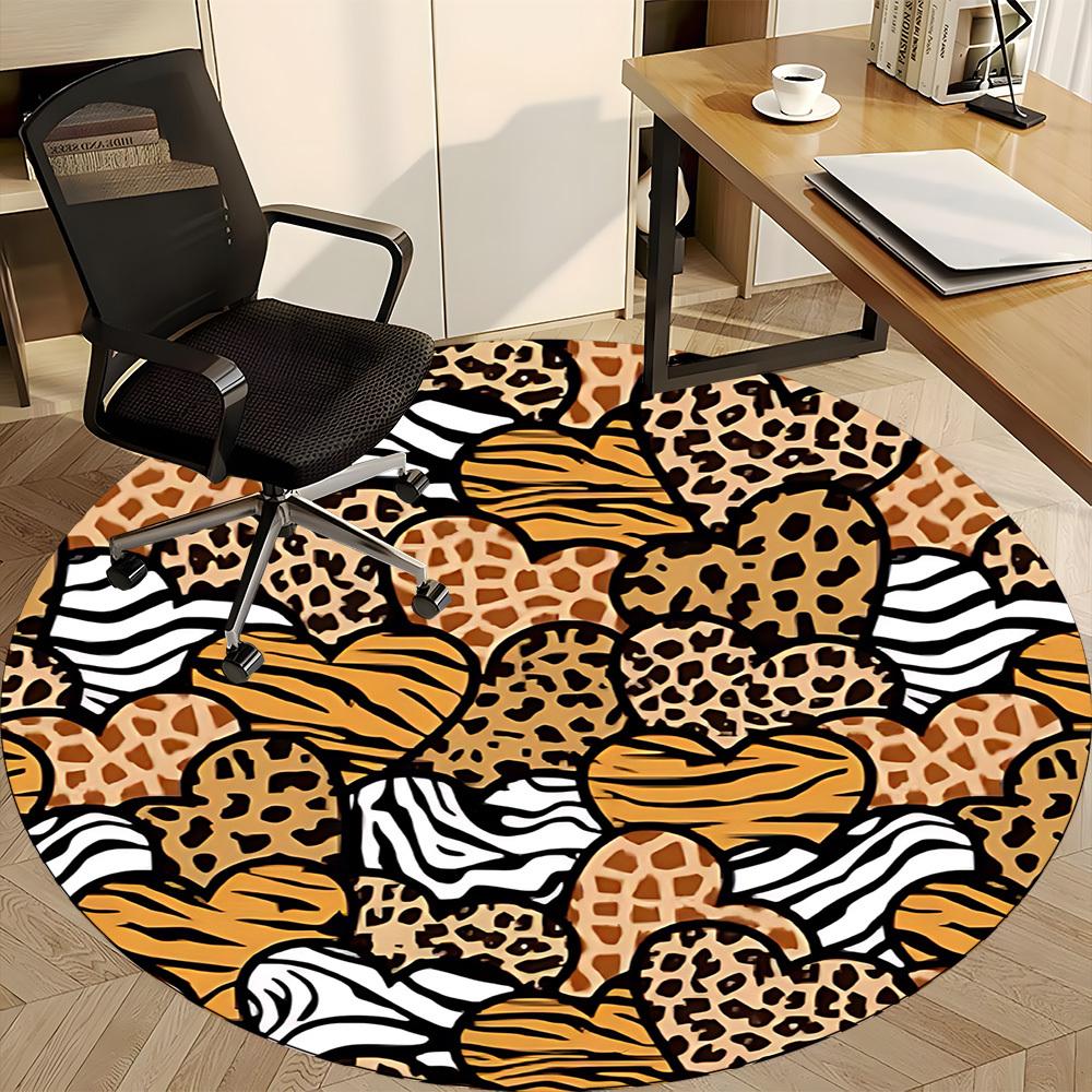 1pc Animal Prints Office Round Rug, Carpet for Office, Gaming, Lightweight Round Floor Mat yy260205005