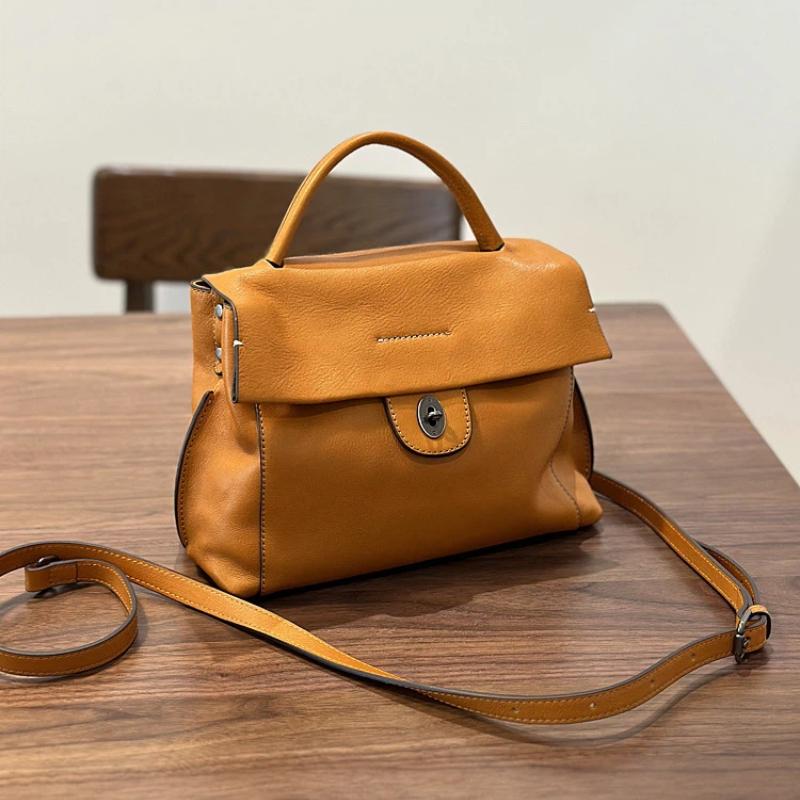 Designer Brand 2026 Autumn/Winter Handmade Original First Layer Cowhide Women's Single Shoulder Crossbody Bag Leather Messenger Bag