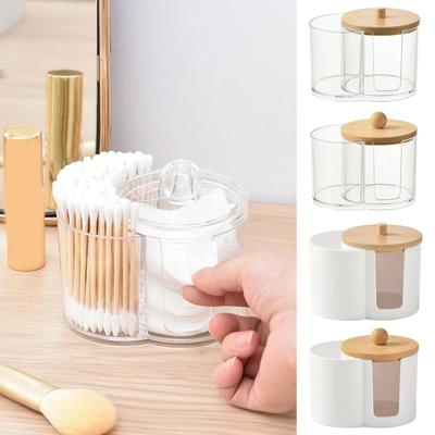 Suport pentru tampon rotund din bumbac Cutie de depozitare pentru puf de praf Cutie pentru tampon de bumbac pentru casă Organizator pentru machiaj Borcan de baie portabil rezistent la praf