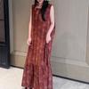 New Chinese sleeveless dress women's spring and summer national style retro splicing long nightdress can be worn outside holiday cotton and silk skirt