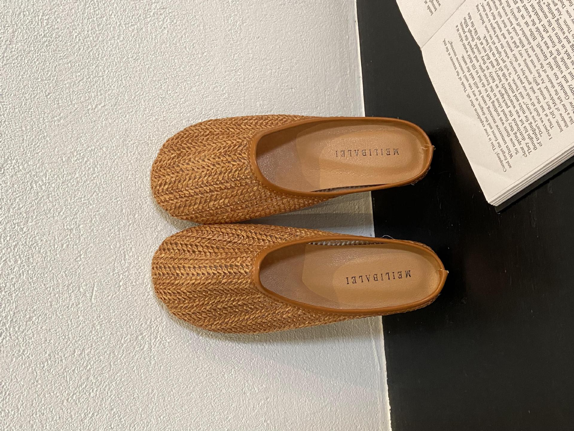 

2025 Французский Сяосянфэн маленькая фея нежное вечернее красное платье один педаль бант темперамент крутые тапочки 40 коричневый