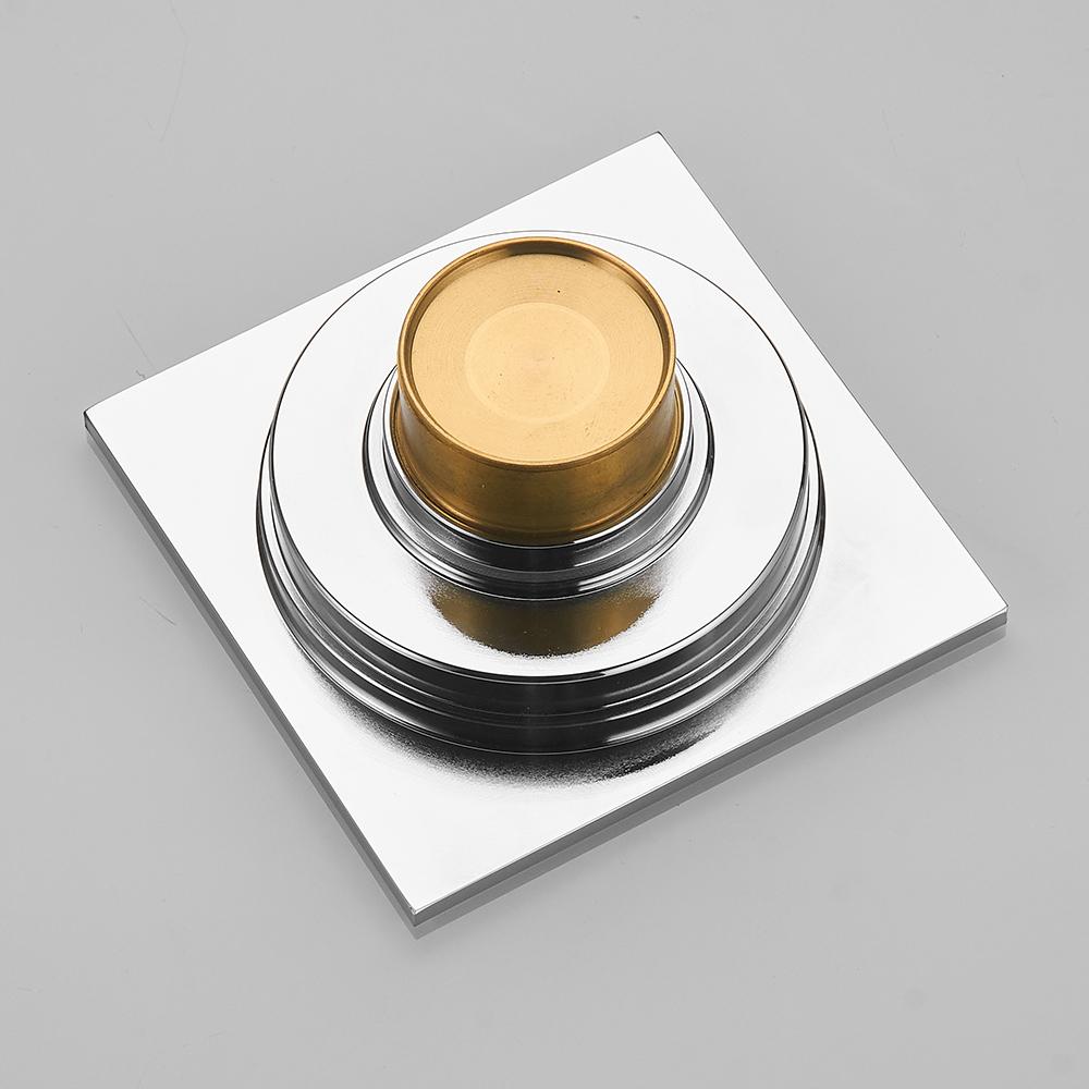 Shower Drains 10cm Square Brass Silver Bathroom Floor Drain Balcony Deodorant Bath Drain Strainer Cover Waste Grate WF-8107L