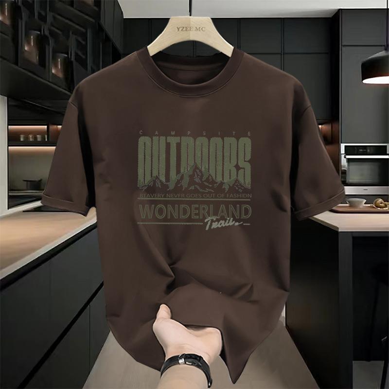 100% Pure Cotton 2025 Summer New Japanese Short Sleeved T-shirt for Men, Retro and Trendy Printed Round Neck Half Sleeved Student