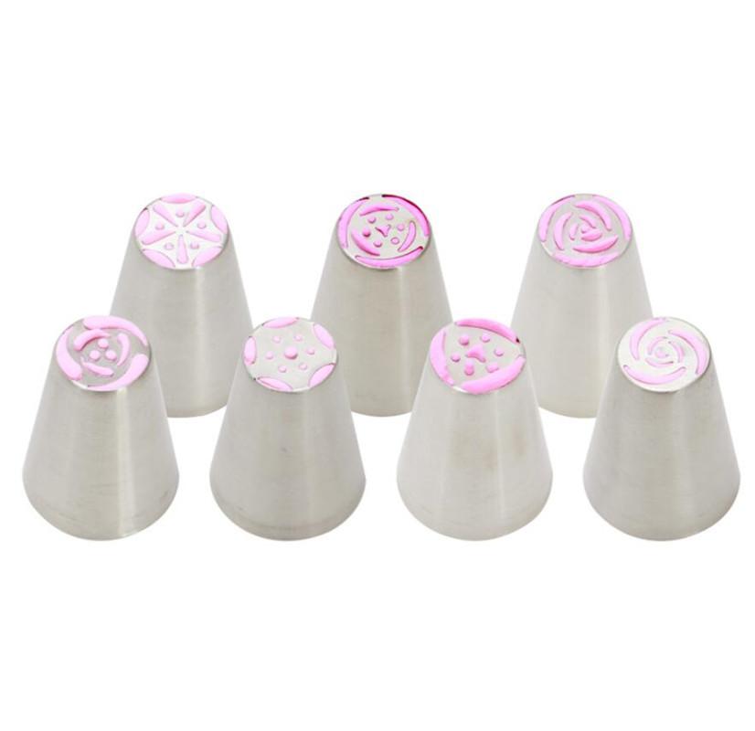 7pcs/lot Stainless Steel Russian Tulip Icing Piping Nozzle Cake Decoration Cream Tips DIY Cake Bakeware Tool Rose Flower Mold
