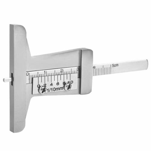 Stainless Steel Tire Tread Depth Gauge, Tire Tread Depth Ruler Meter with Caliper, Red Checker, 0-10mm, Durable and Long-Lasting, for Cars, Trucks, an