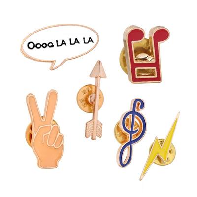 2022 Cartoon Brooch: Creative Palm Gesture, Music Symbol, Lightning Enamel Pin