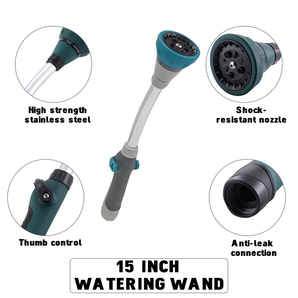 15 Zoll Wasser Sprühstab Schnellkupplung Gartenschlauch Düse Sprühstab 8 Wassermuster Ergonomischer Griff Einfache Ein&Aus Daumensteuerung für Garten Rasen Pla