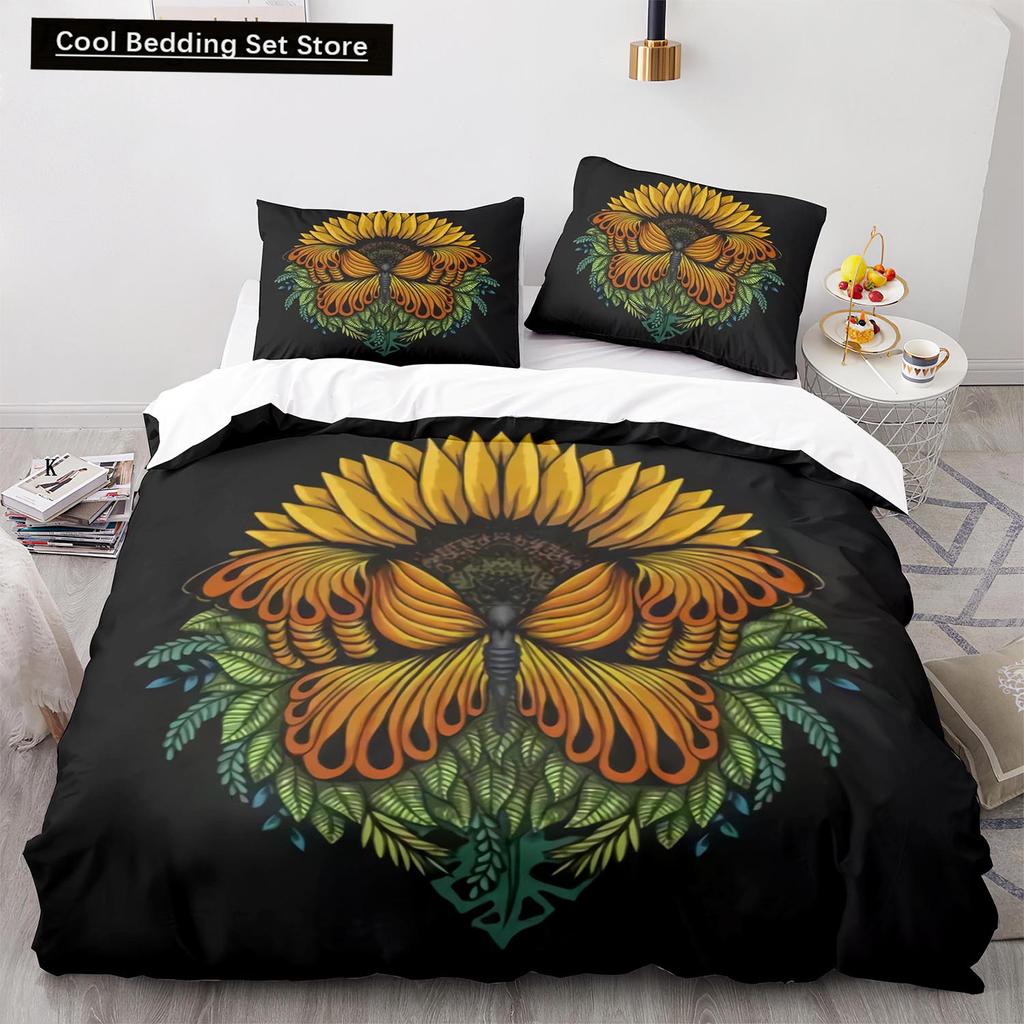 Yellow Sunflowers King Queen Duvet Cover Beautiful Floral Bedding Set for Kids Girls Women Girly Lovely Flowers Soft Quilt Cover