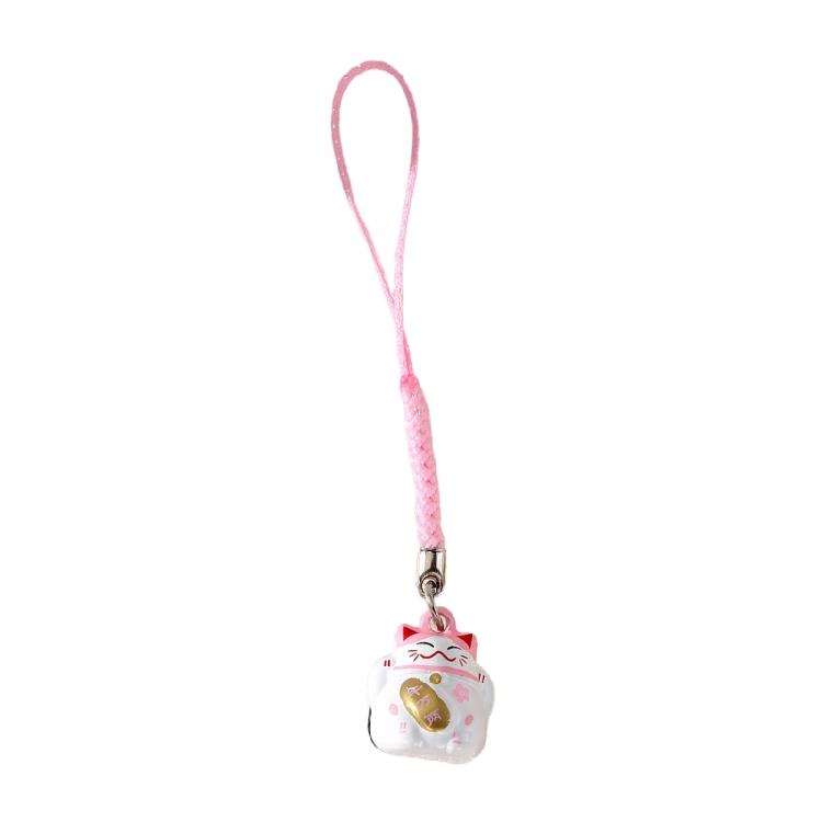 Portable Lucky Cat Phone Charm Assorted Color Lucky Cat Key Rings Decoration With Bells For Positive Energy