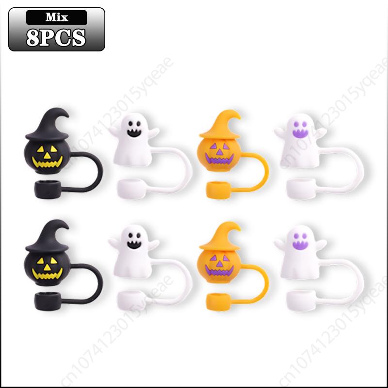 4-40 ks Halloweenských víček na brčka pro kelímky 8-10 mm Dýně Duch Prachové zátky Kryty na brčka na hrnky pro sváteční dekoraci nápojového skla