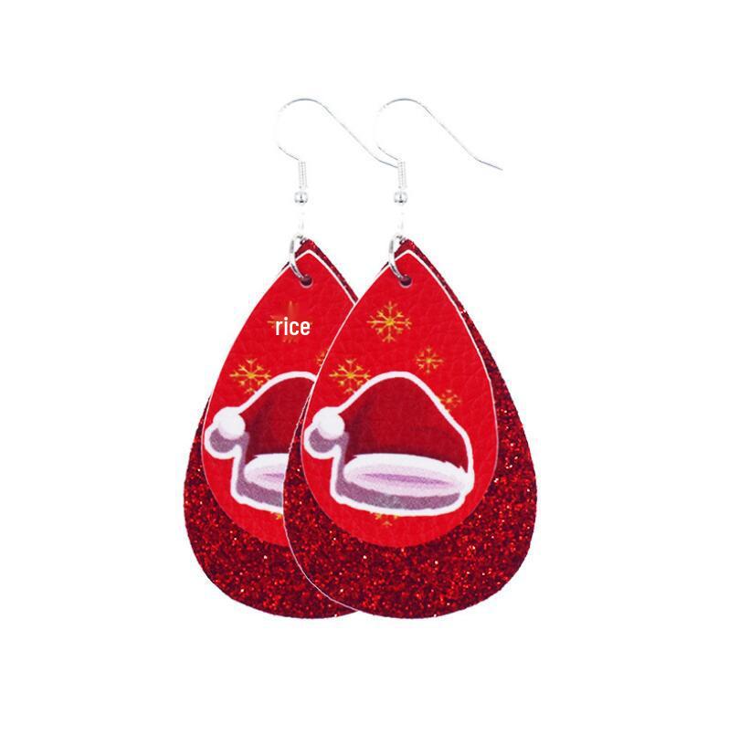 2020 New Double-Layer Leather Christmas Earrings