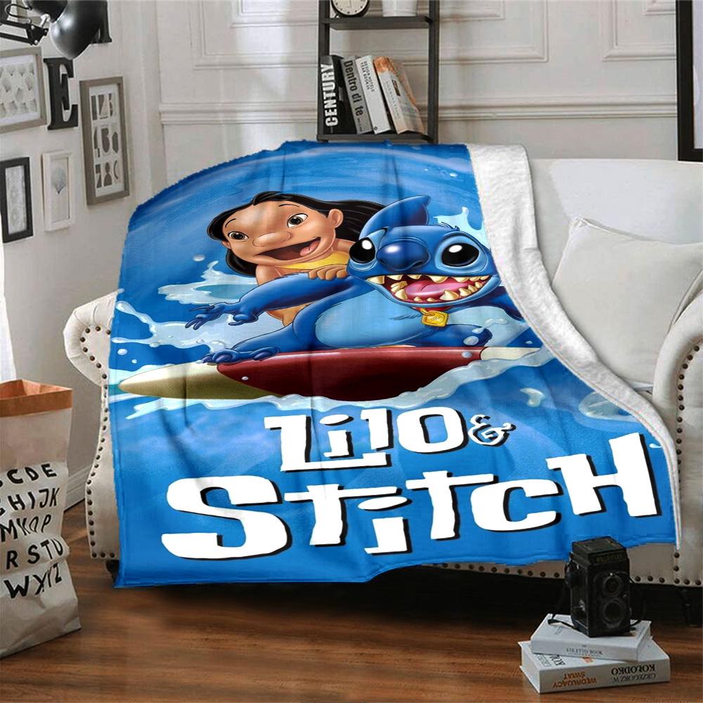 Lilo Stitch Adventure Flannel Blanket Super Soft Warm Cozy Blanket For Sofa Bed Office Travel Allseason Home Decor Gift
