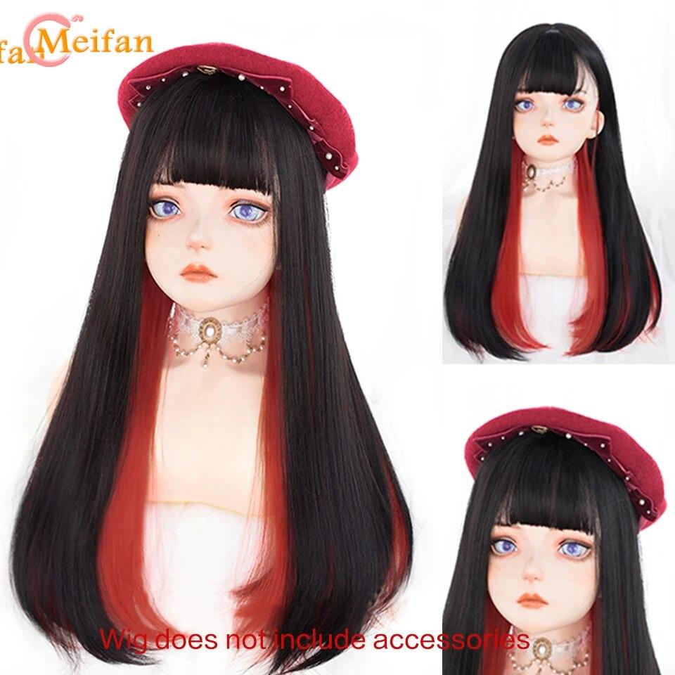 Synthetische lange Ombre bunte Cosplay Lolita Harajuku Perücke mit Pony natürliche wellige Halloween rosa lila blau tägliche Perücken