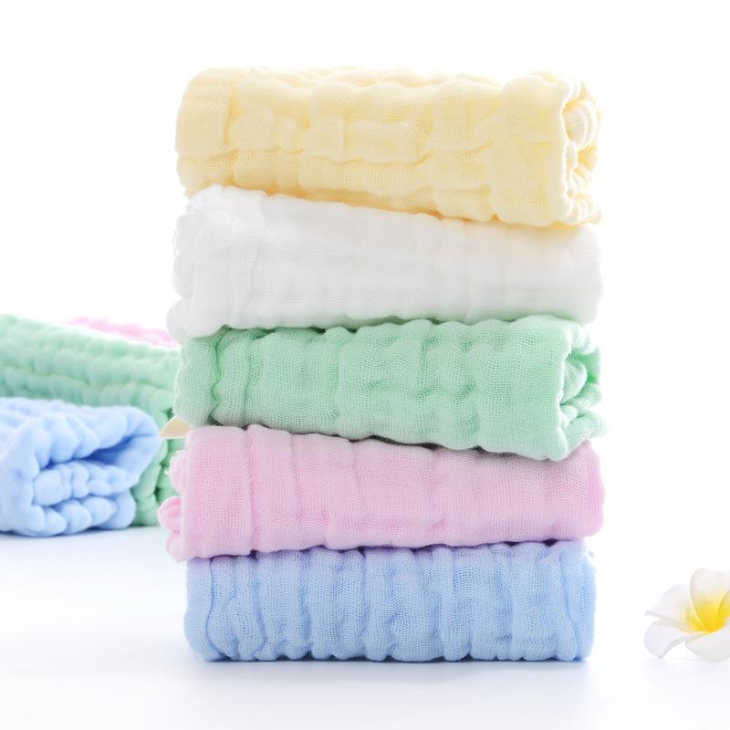 5pcs Gauze Baby Towels 30*30cm Square Soft Solid Color Newborn Infant Wash Face Hand Bathing Towel Bibs Handkerchief