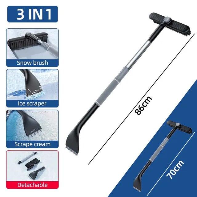 Univerzální kartáč na lopatu na sníh Rotační teleskopický nástroj na čištění automobilových skel 3 v 1 Odnímatelné nástroje na mytí škrabek na led Snows