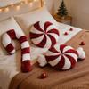 Christmas Round Cushion With Festive Pattern And Plush Faux Fur For Holiday Decor