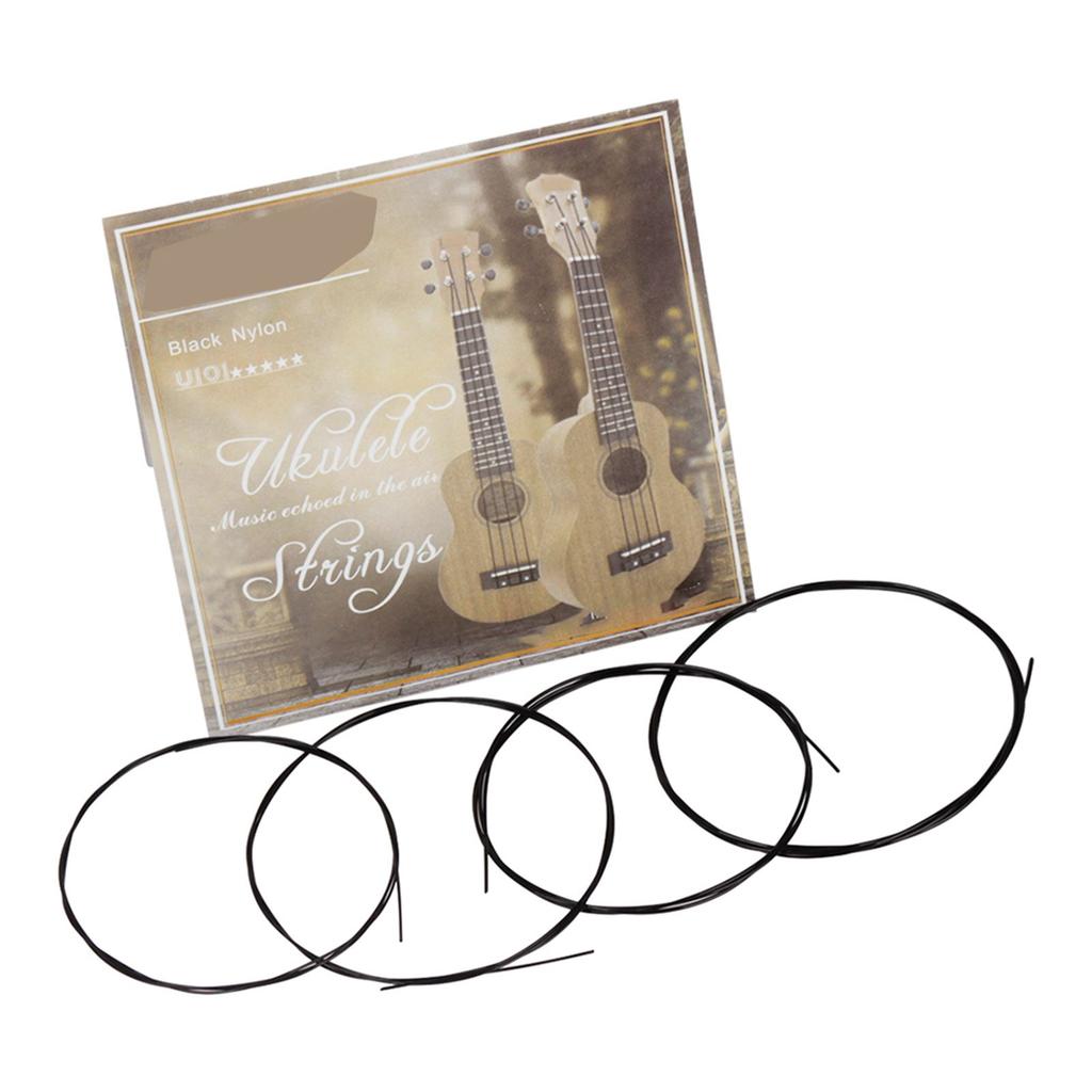 White Ukulele Ukelele Uke Strings Nylon Material, 4pcs Set (Package Card Random Delivery)