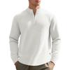 Men's Fashion Quarter Zip Small Plaid Sweatshirt, Stand Collar Long Sleeve Pullover for Spring Fall