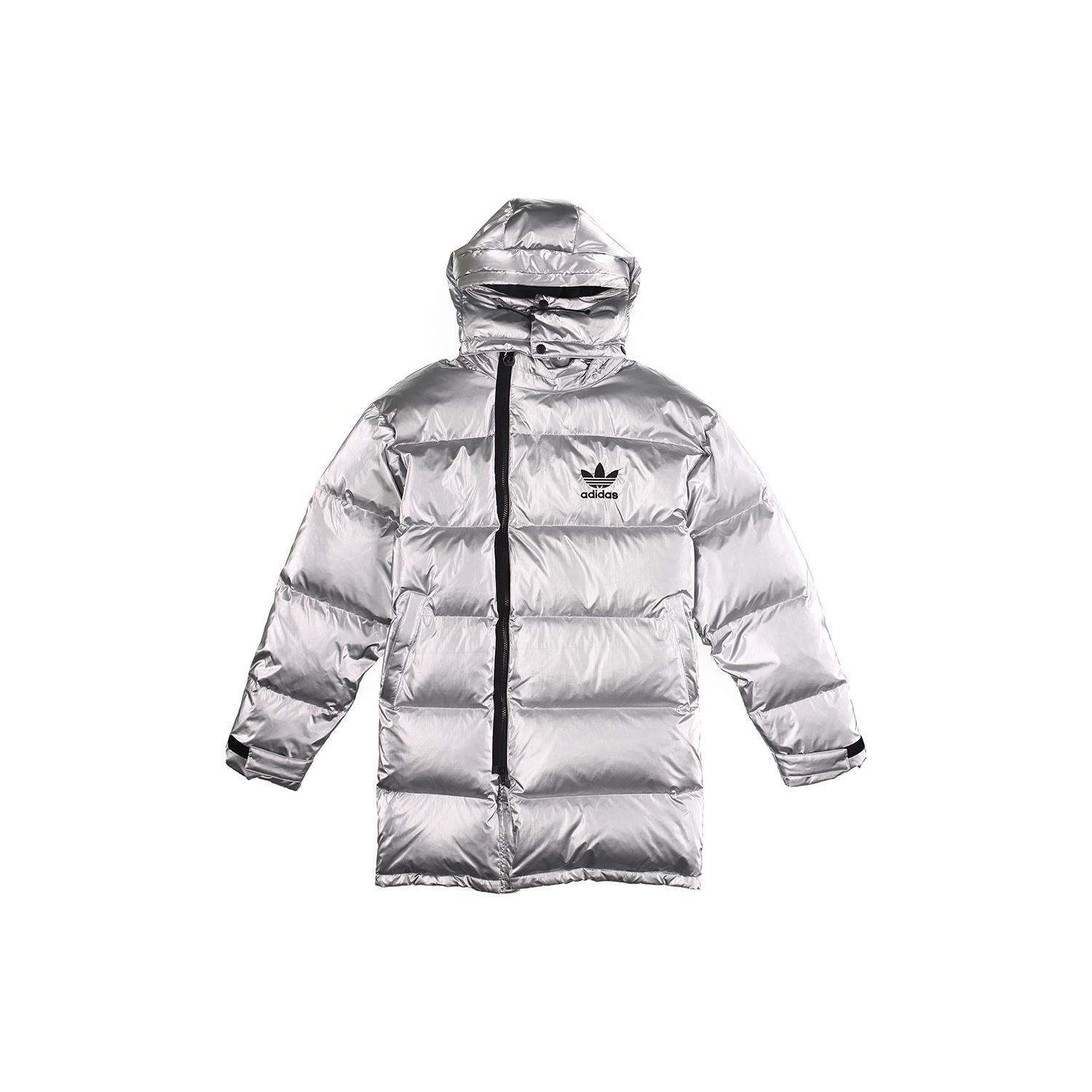 adidas originals Metal Dwn Jkt Stay Warm Diagonal zipper Sports hooded down Jacket Silver Men s GJ6733 S