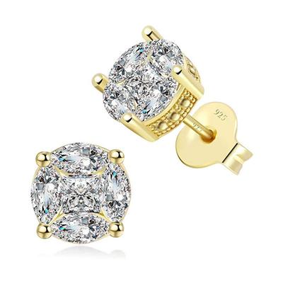 Hip-Hop Unisex Stud Earrings, Copper Micro-Inlaid Zircon Mini Earrings For Women