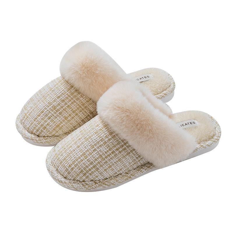 Cixi cotton slippers women winter spring and autumn indoor home use warm non-slip home Cixi winter plush men