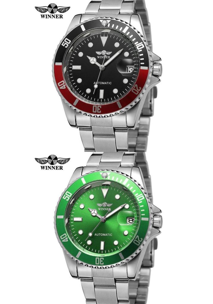 WINNER Classic Green Automatic Waterproof Mechanical Watch for Men & Women