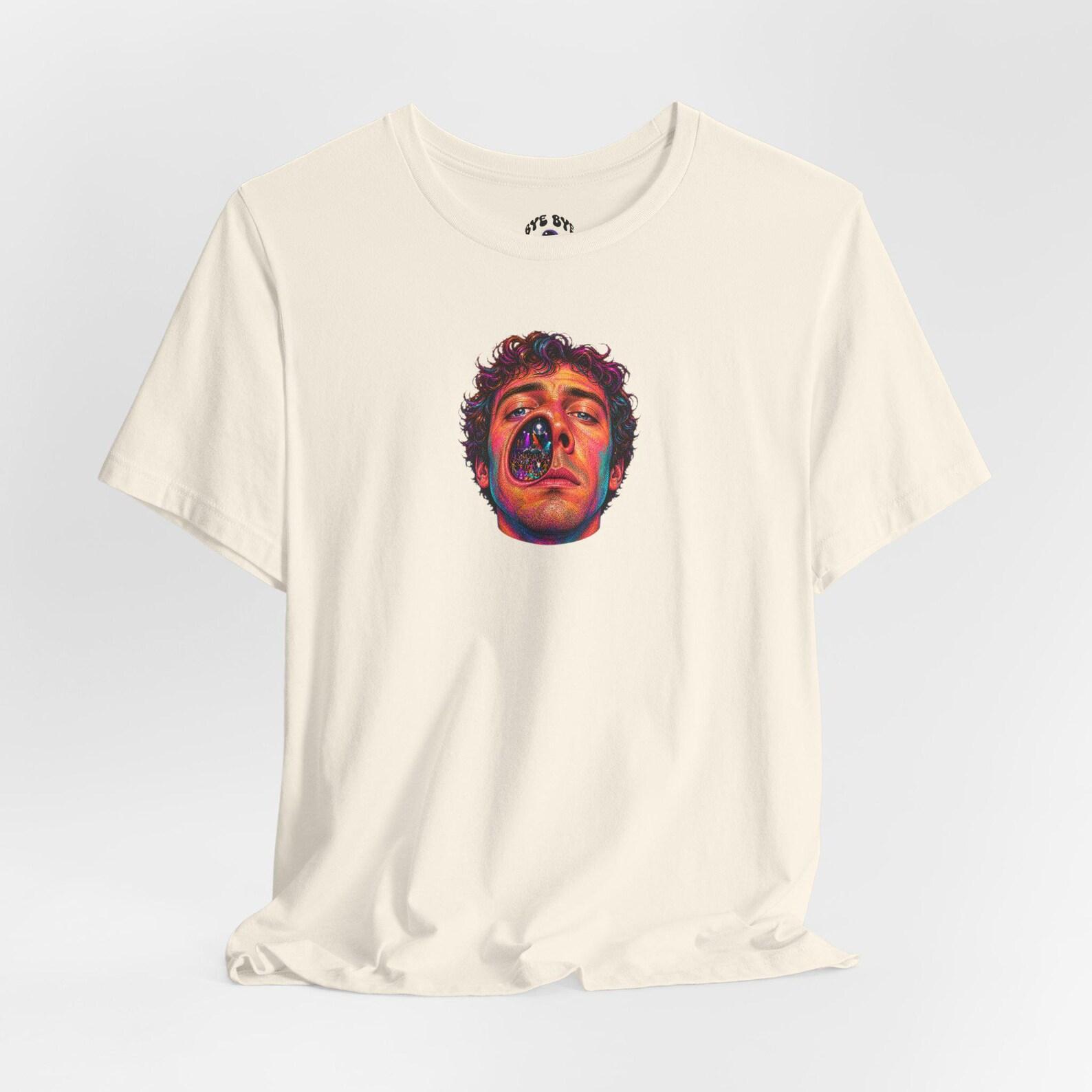 Surreal Face Portrait T-Shirt | Psychedelic Art Illustration L