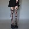 Gothic Fledermaus Muster Lange Sexy Netzstrümpfe Punk Frauen Harajuku Alternative Mesh Strumpfhosen Oberschenkel Hohe Strumpfwaren Halloween