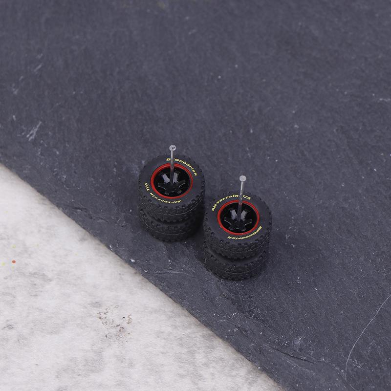 1 Pair Of 1/64 Off-Road Wheels 15Mm Dia Rubber Tires + Wheel 1:64 Model Car Suv Modified Parts For Remote Control Car