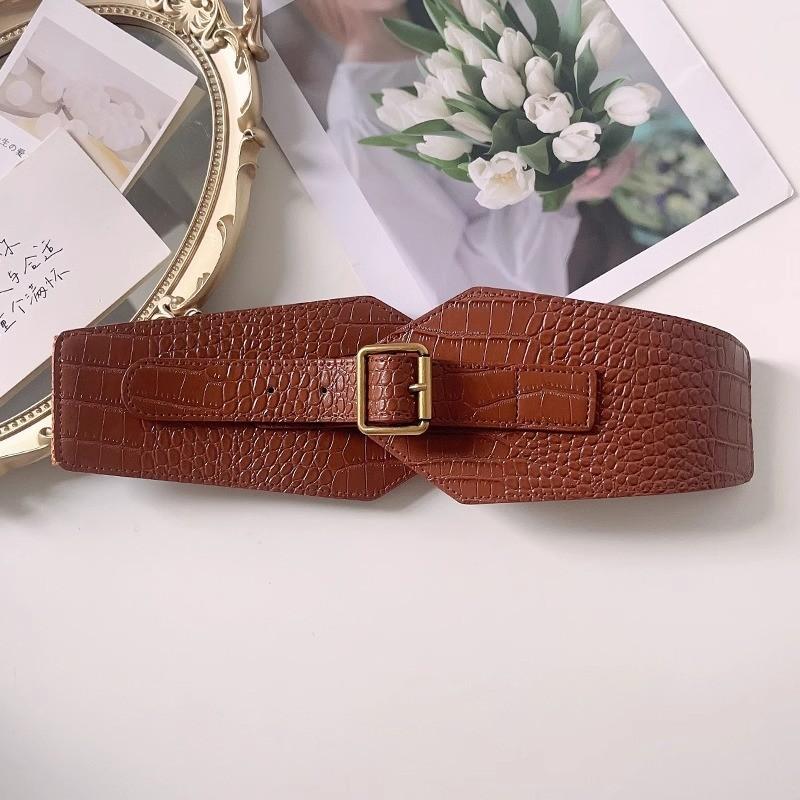 Sweater Wide Belt Women's Crocodile Pattern Elastic Fashionable Skirt Waist Seal Women's Coat Waist-closing Outer Belt