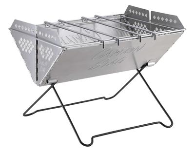 (CAPTAIN STAG) Barbecue Stove Grill Bonfire Stand V-Shape Smart Grill Type 2 Stainless Steel Comes with 2 Each of Ami Trivets Includes