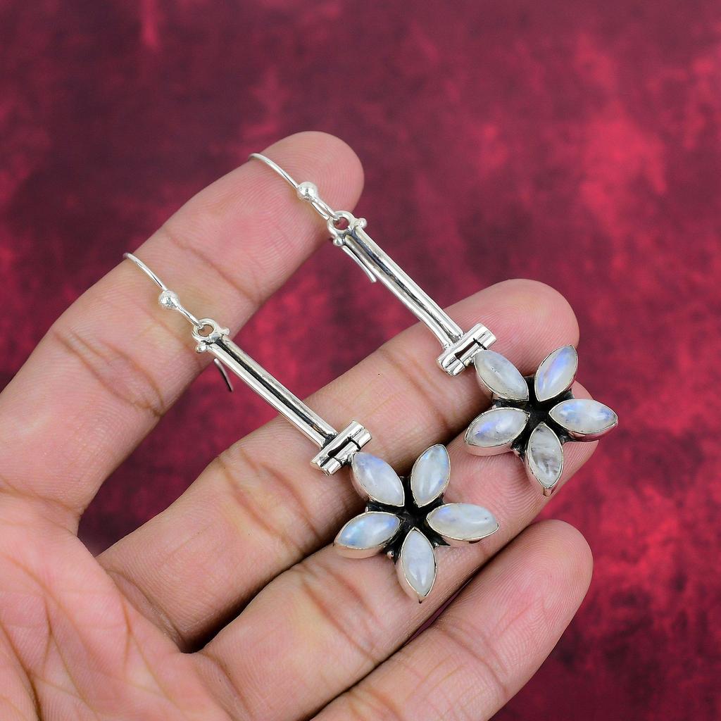 Rainbow Moonstone Earrings  Jewelry, 925 Sterling Silver Jewelry, Gorgeous Handmade Designer Earrings Jewelry Gift For Mom