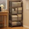 Freestanding Wire-Mesh Storage Rack with Guardrails Narrow Standing