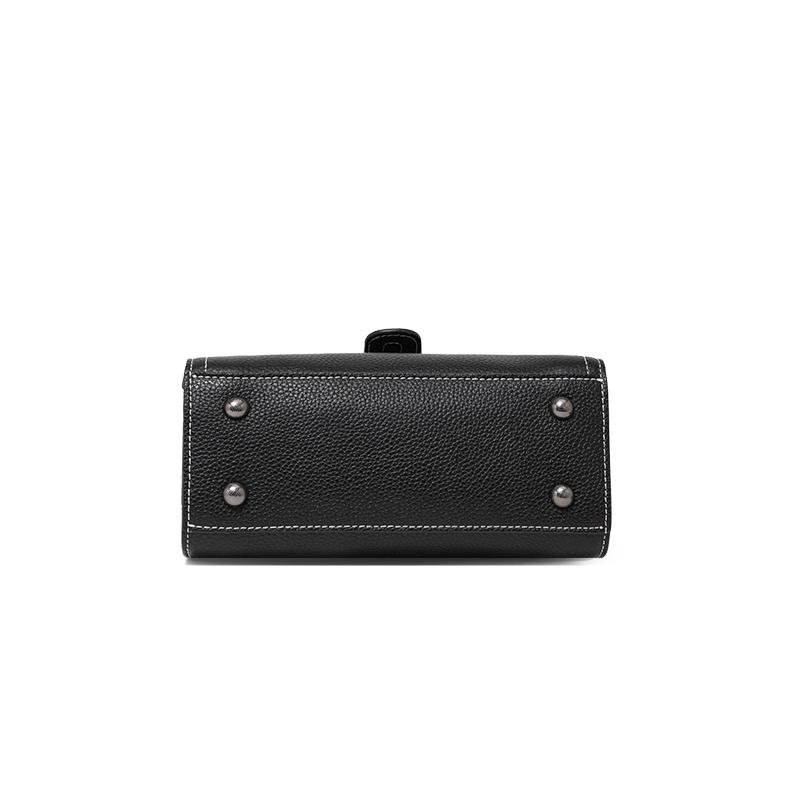 Aidrani 2025 Commuter Litchi Grain High-end Small Shoulder Bag Leather Women's Shoulder Handbag Buckle Black Small Square Bag