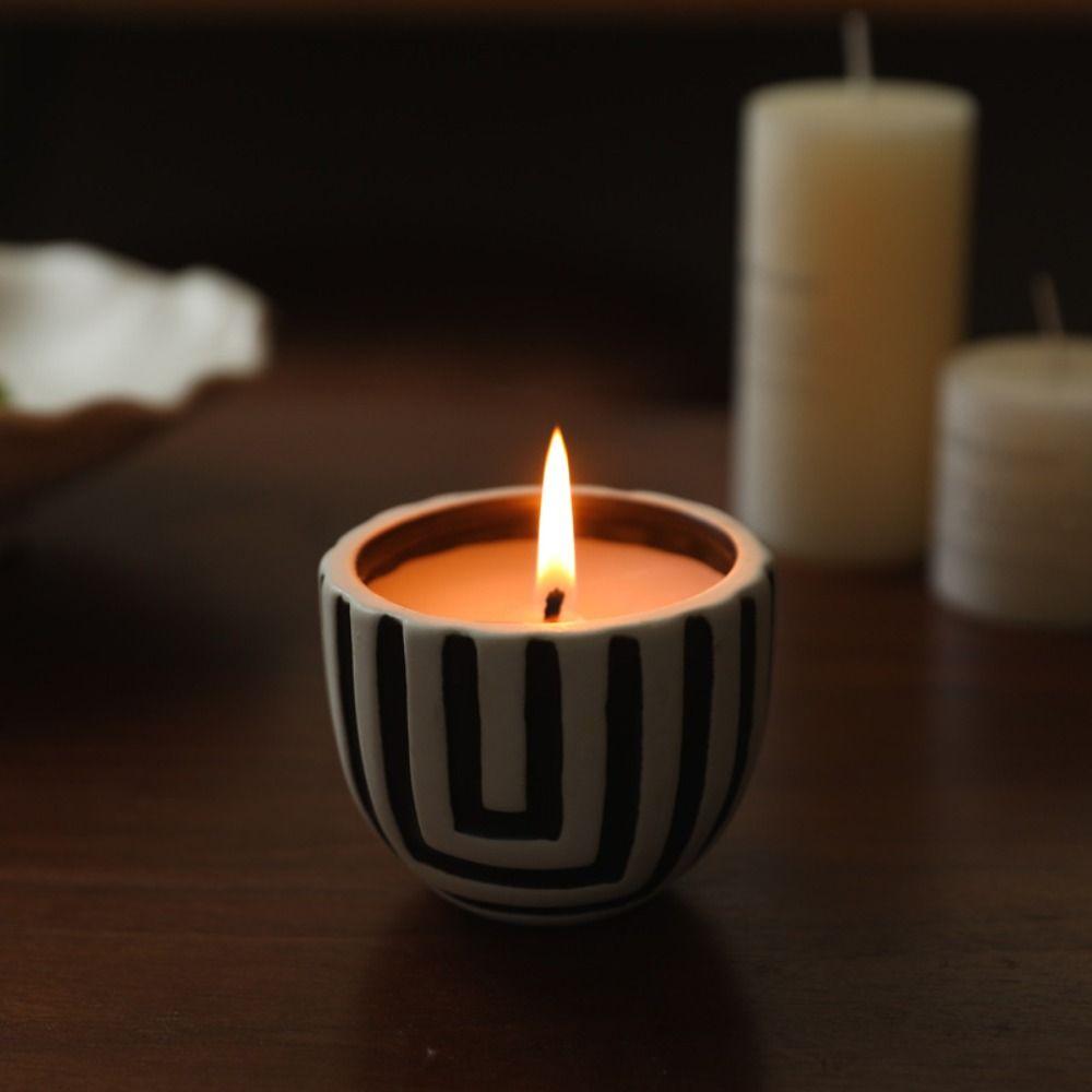 Creative Striped Candle Holder Retro Aroma Diffuser Home Decoration Candlestick  Party