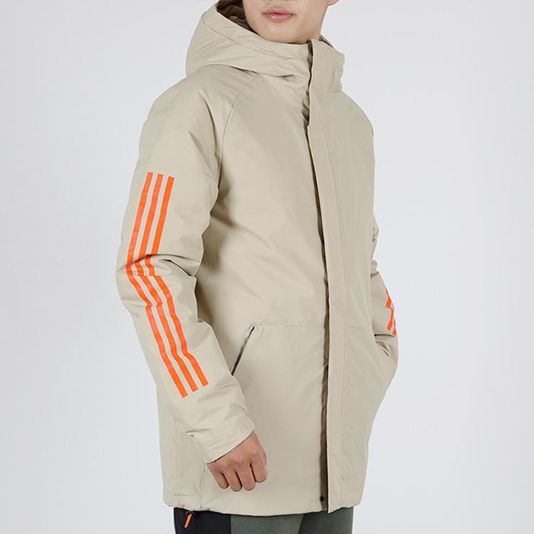 Adidas Windproof Warm Hooded Sports Cotton Jacket Winter Men Jacket Khaki GE5823