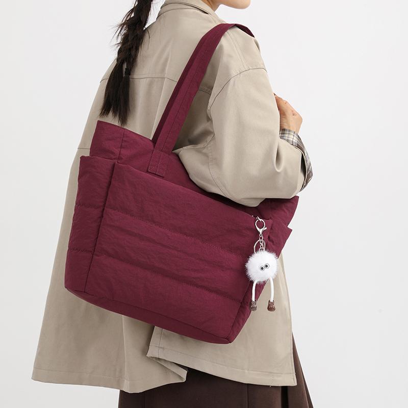 Women's Shoulder Bag Large Capacity Handbag Solid Color Commuter Bag
