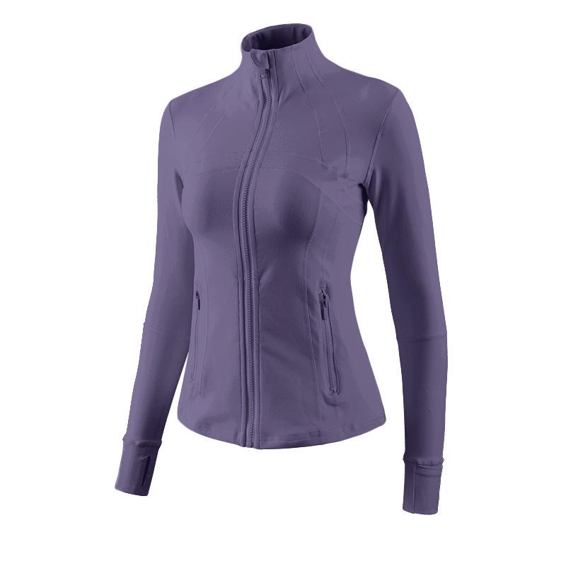 Women's Quick-Dry Slim Fit Yoga Jacket - Stand-Up Collar, Zipper, Long Sleeve for Running & Cycling in Autumn