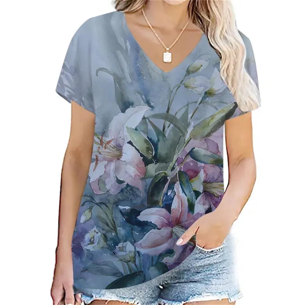 

Женская футболка с растительным цветком и 3D принтом животных, уличная одежда, топы Y2k, летние топы с короткими рукавами и круглым вырезом, модная уличная одежда Harajuku, женские футболки 3XL