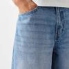 Erkek Denim Şort Orta Yükseklikte Düğmeli Fermuarlı Yaz Kot Pantolon Düz Geniş Paça Denim Şort Cepli